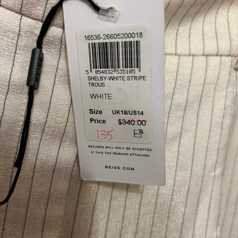 NWT Reiss Off-White Pinstripe Dress Pants - Picture 4 of 6